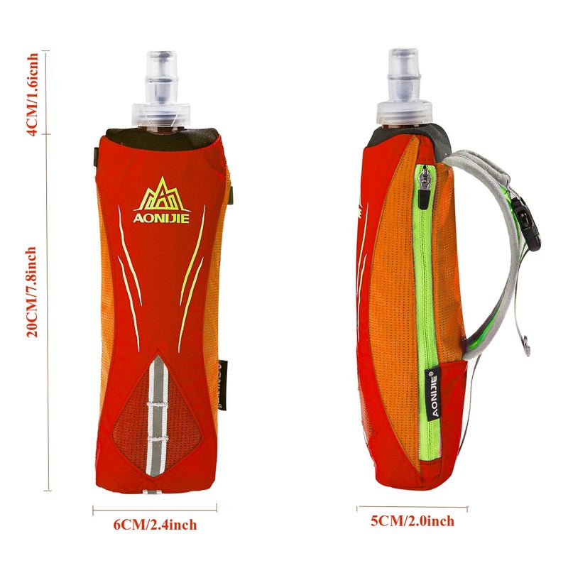 Geila Handheld Water Bottle for Running, 17 oz Grip Handheld Bottle with Hand Strap Hydration Pack, Sport Soft Flask, Orange - Image 2
